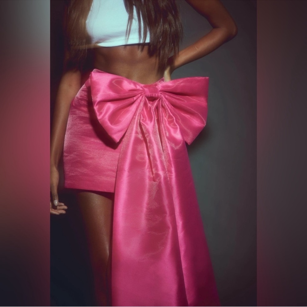Boohoo Pink Bow Mini Skirt
